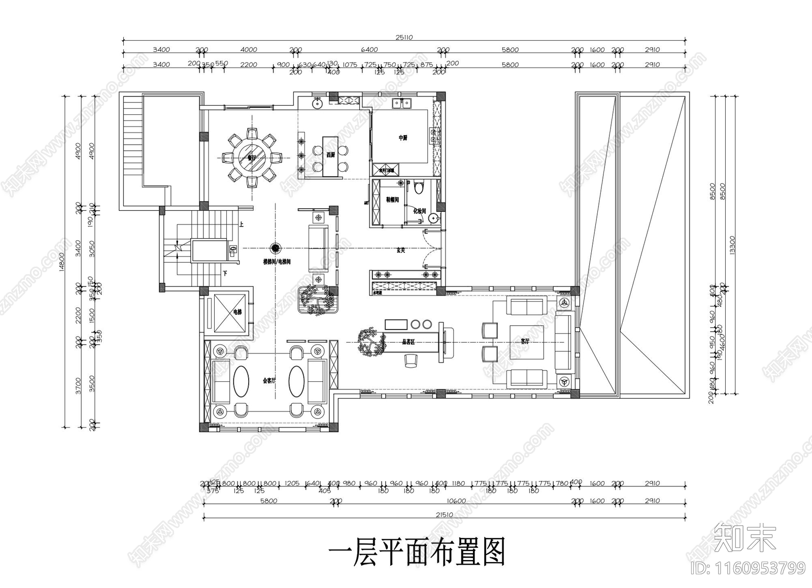 两层别墅平面施工图下载【ID:1160953799】