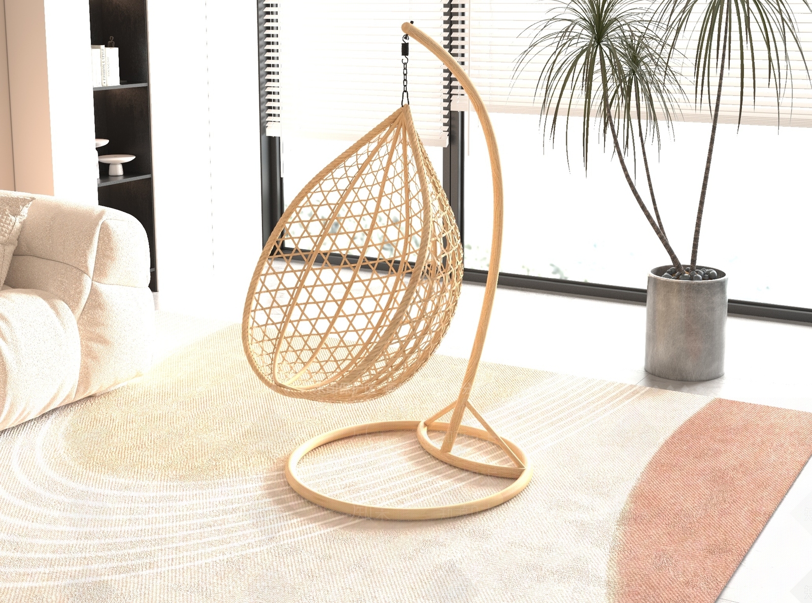 现代藤编吊椅3D模型下载【ID:1160955093】
