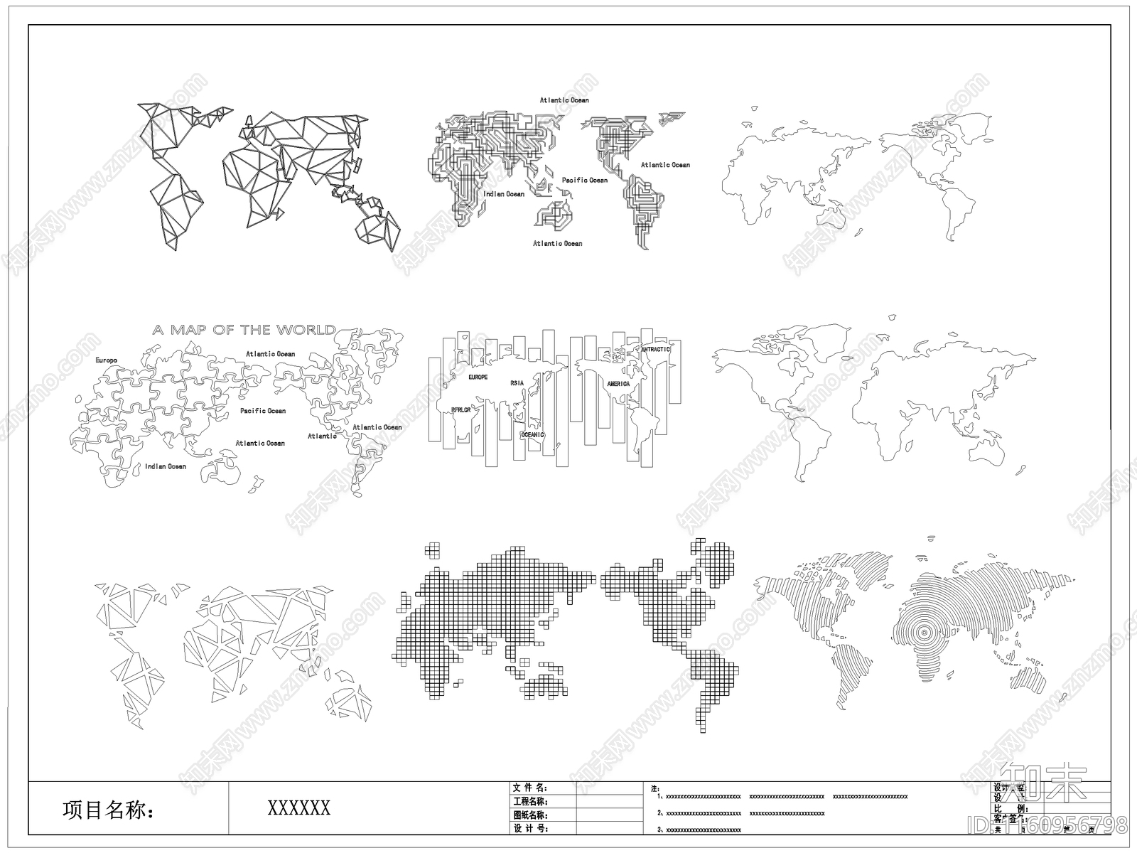 现代世界地图背景墙饰施工图下载【ID:1160956798】