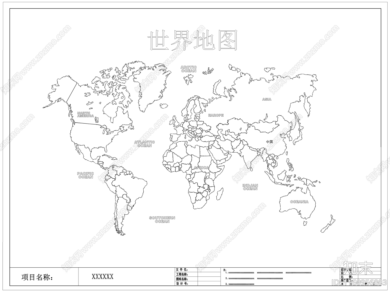 现代世界地图背景墙饰施工图下载【ID:1160956883】