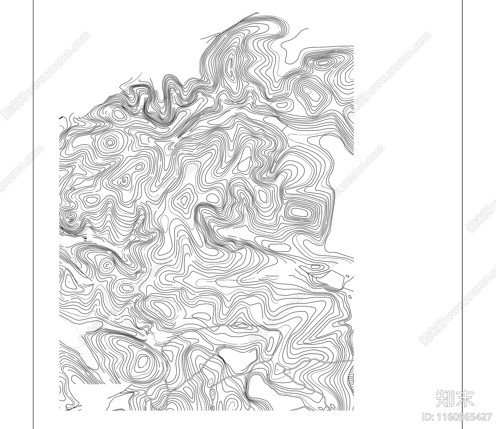 景观地形线地势等高线施工图下载【ID:1160965427】