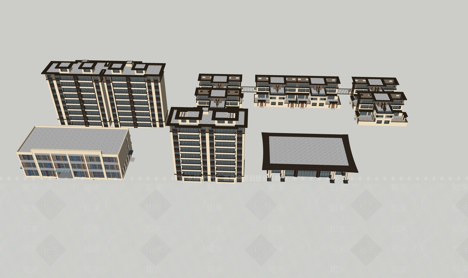 新中式多层住宅SU模型下载【ID:1160964758】