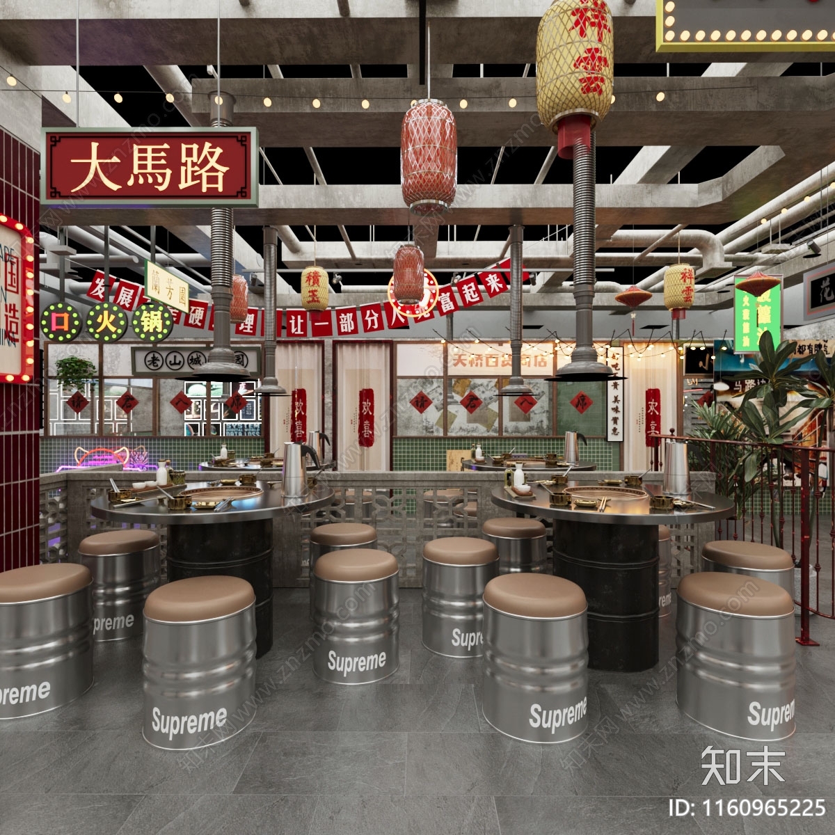 工业韩式烤肉店SU模型下载【ID:1160965225】