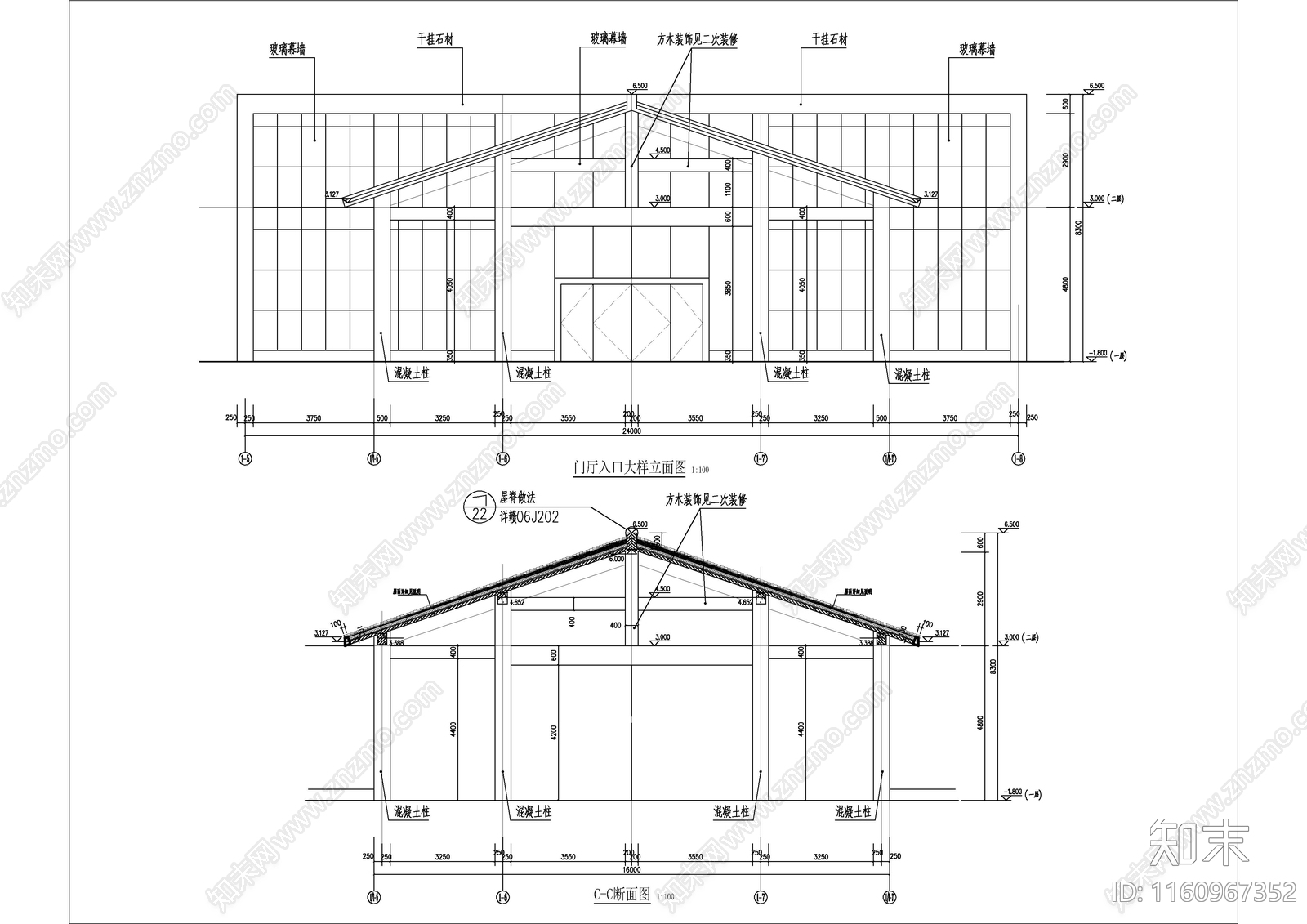 新中式风格公共服务中建cad施工图下载【ID:1160967352】