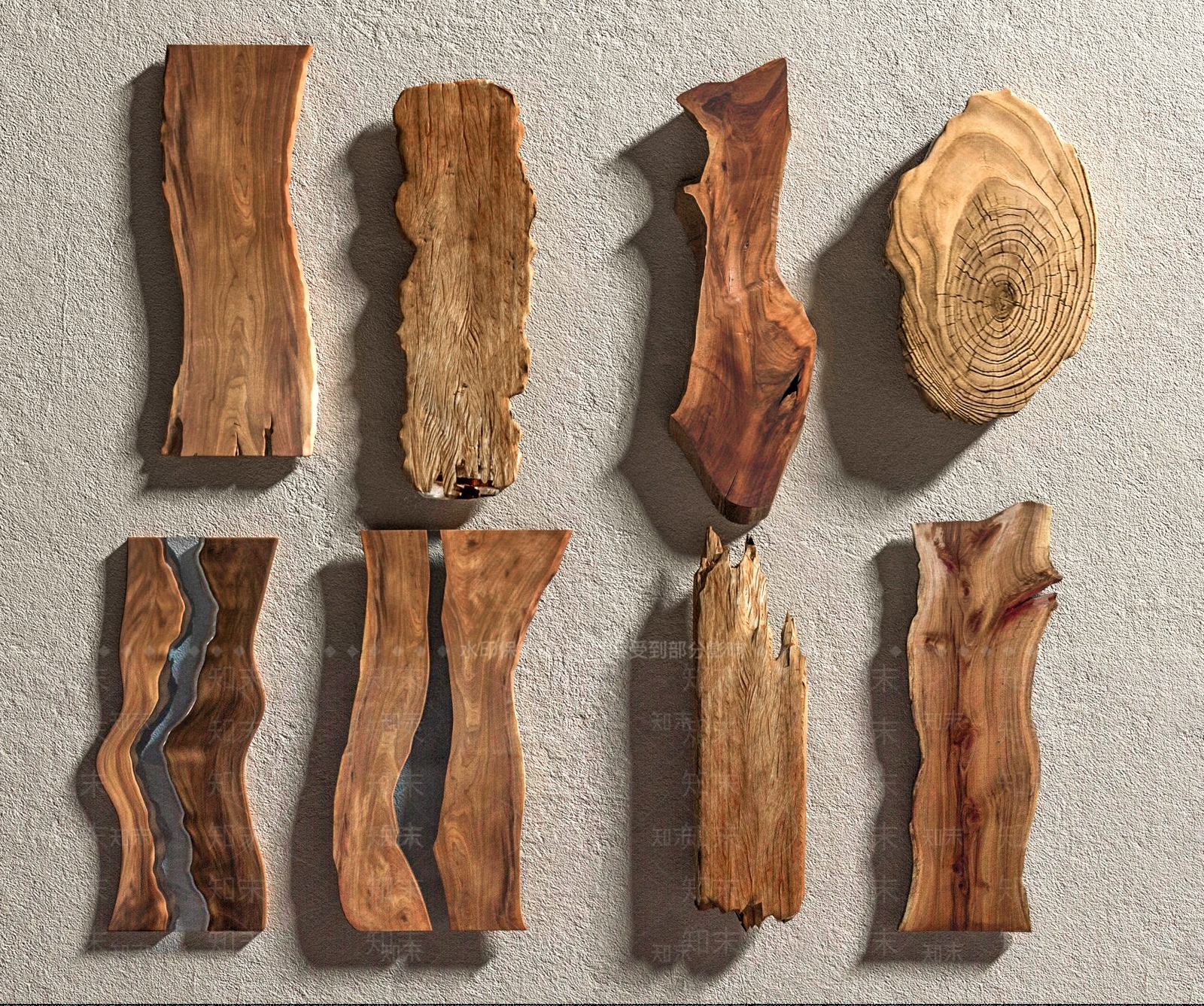 侘寂木板墙饰挂件3D模型下载【ID:1160967553】