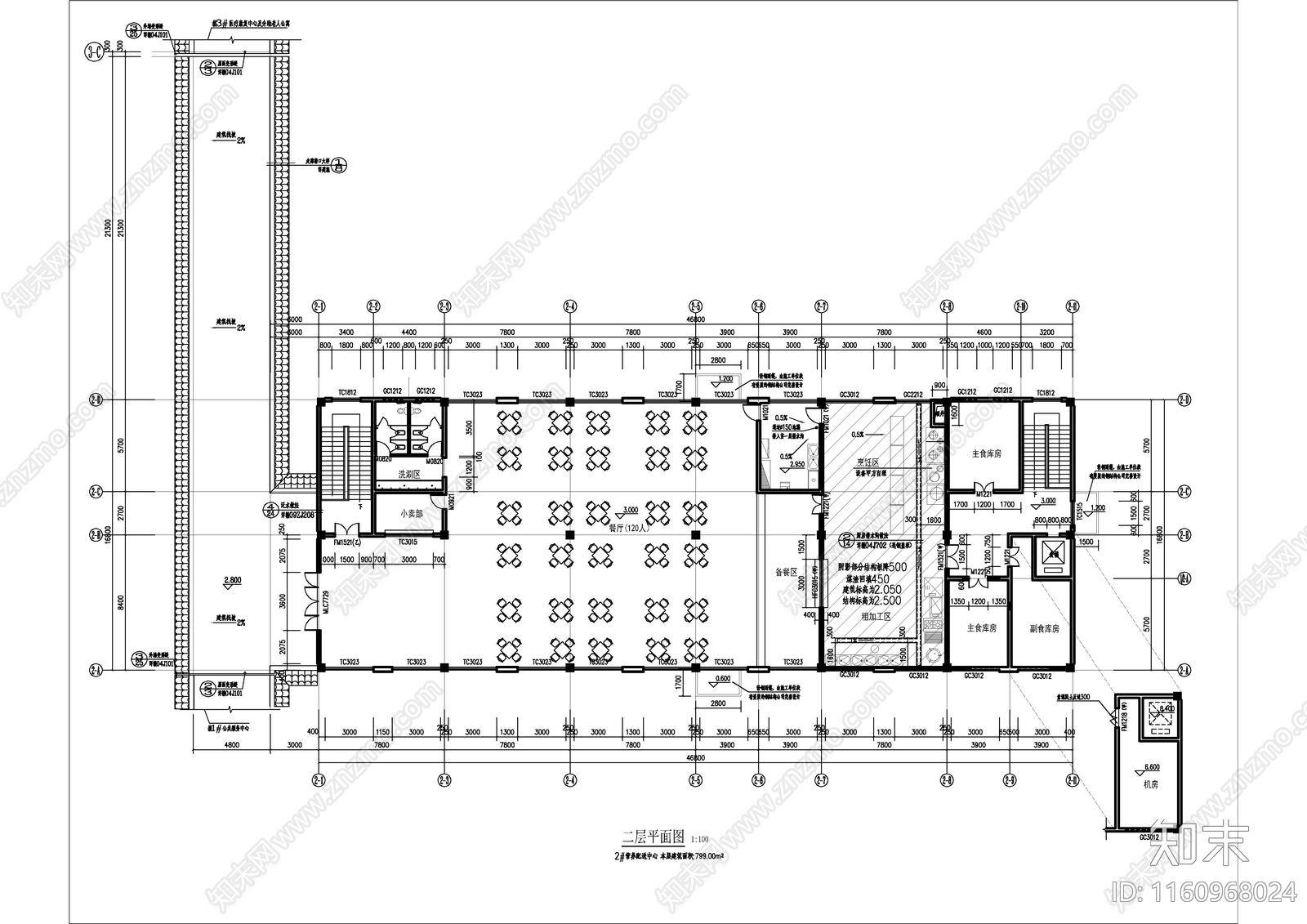 食堂营养配送中心建施图cad施工图下载【ID:1160968024】