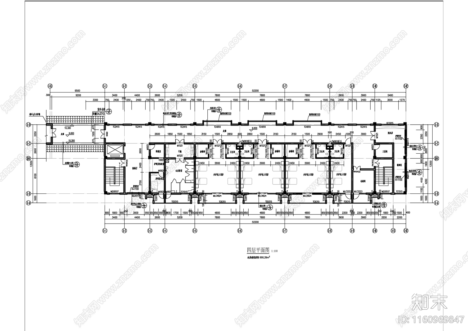 介护老年公寓建cad施工图下载【ID:1160969847】