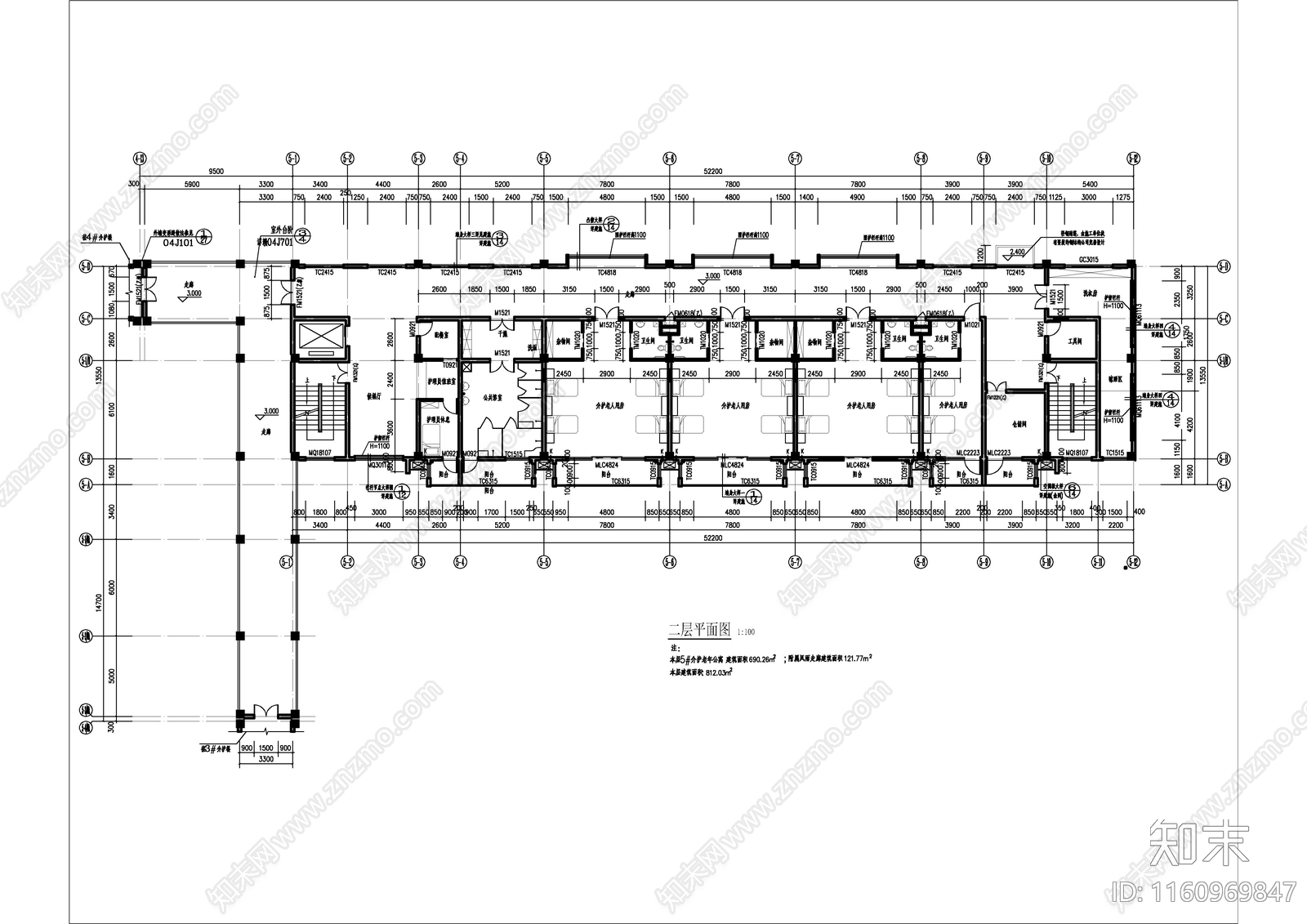 介护老年公寓建cad施工图下载【ID:1160969847】