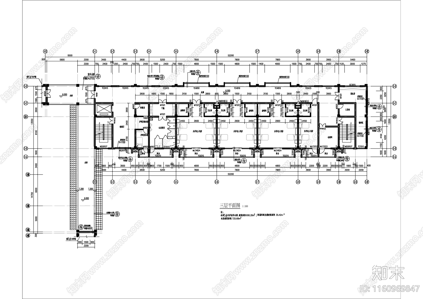 介护老年公寓建cad施工图下载【ID:1160969847】