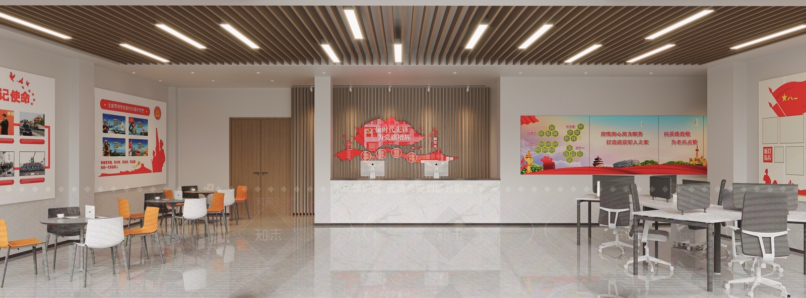 现代社区办公大厅3D模型下载【ID:1160975187】