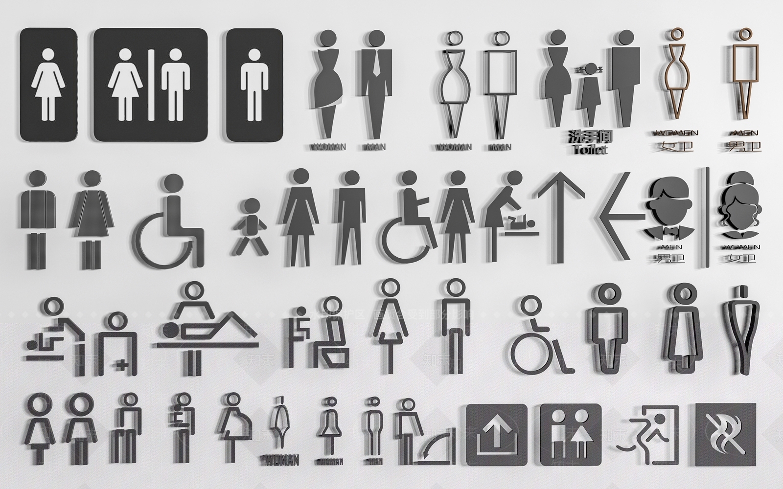 现代卫生间指示牌SU模型下载【ID:1161091169】