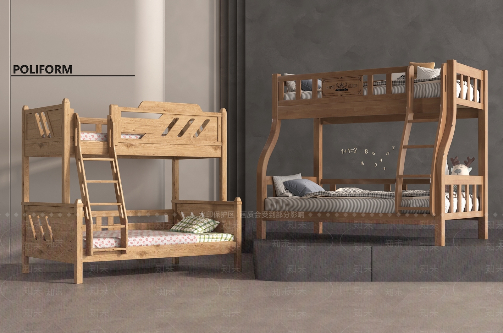 现代上下床3D模型下载【ID:1160978557】