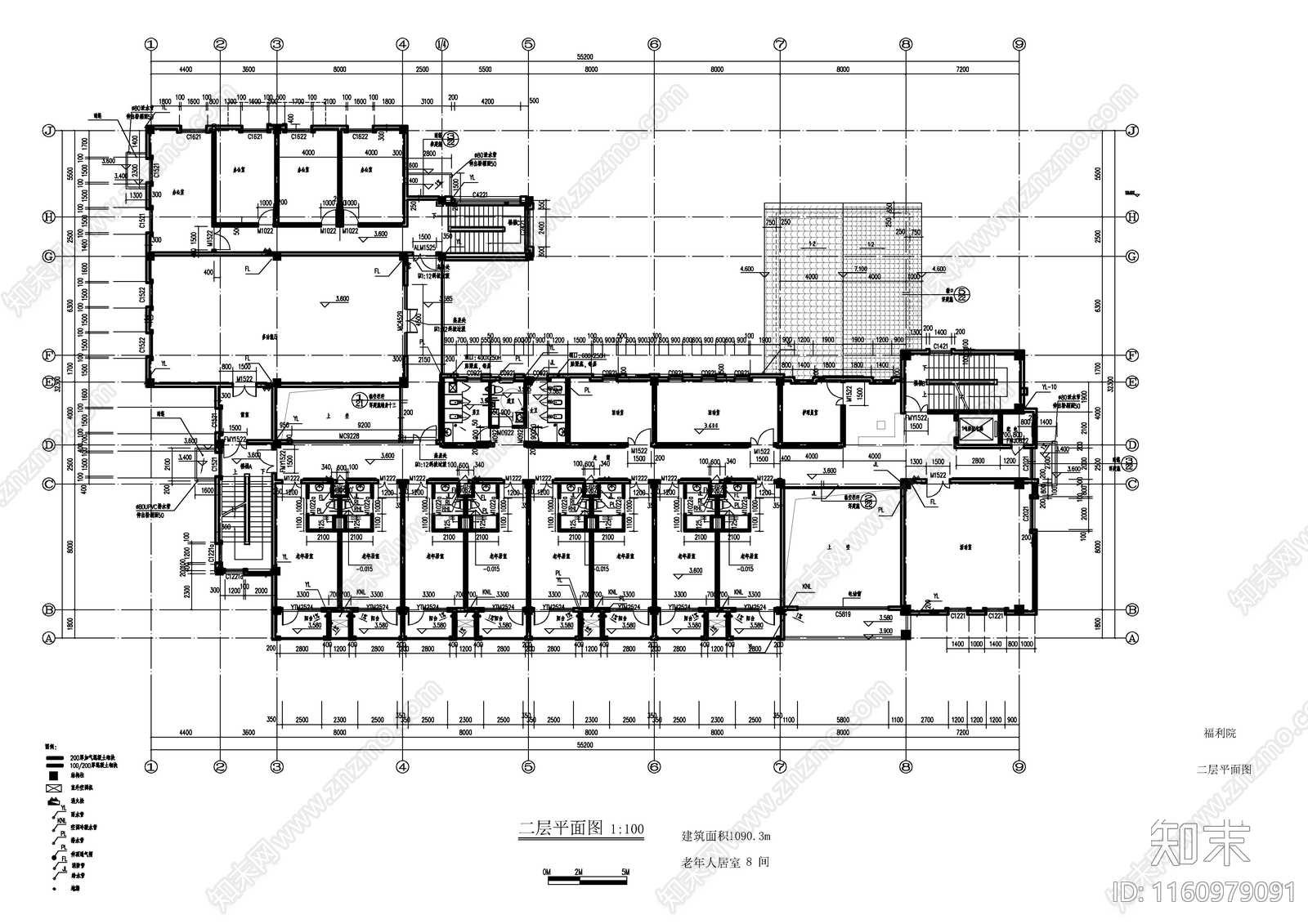 新中式四层福利院建cad施工图下载【ID:1160979091】