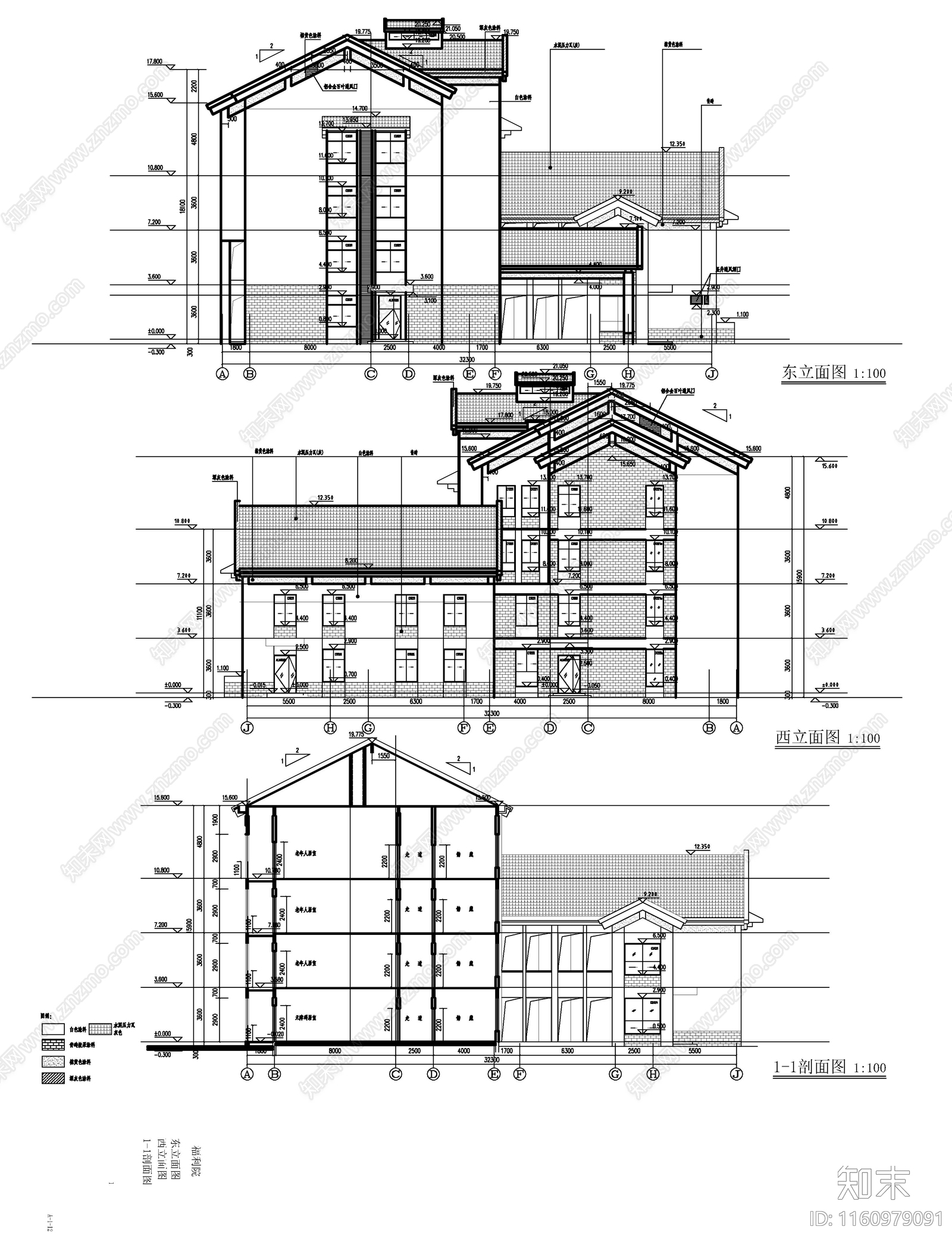 新中式四层福利院建cad施工图下载【ID:1160979091】