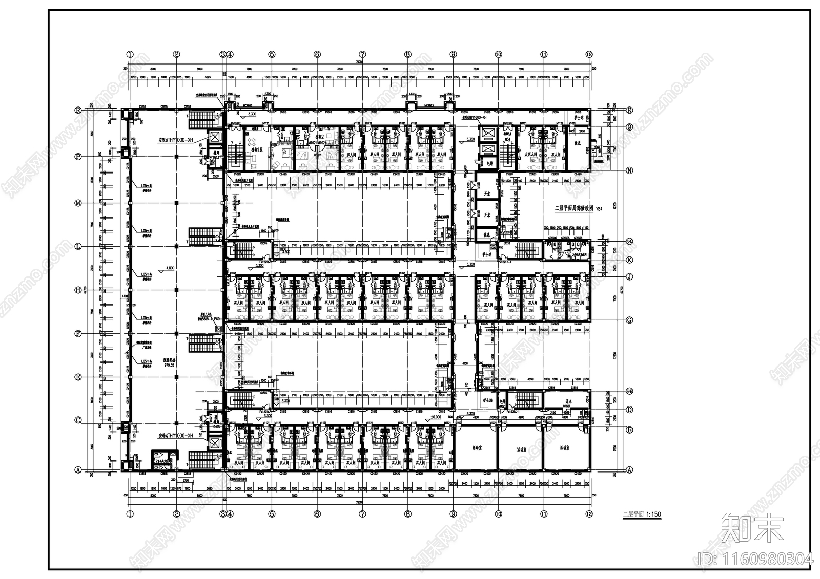 某三层敬老院建筑图cad施工图下载【ID:1160980304】