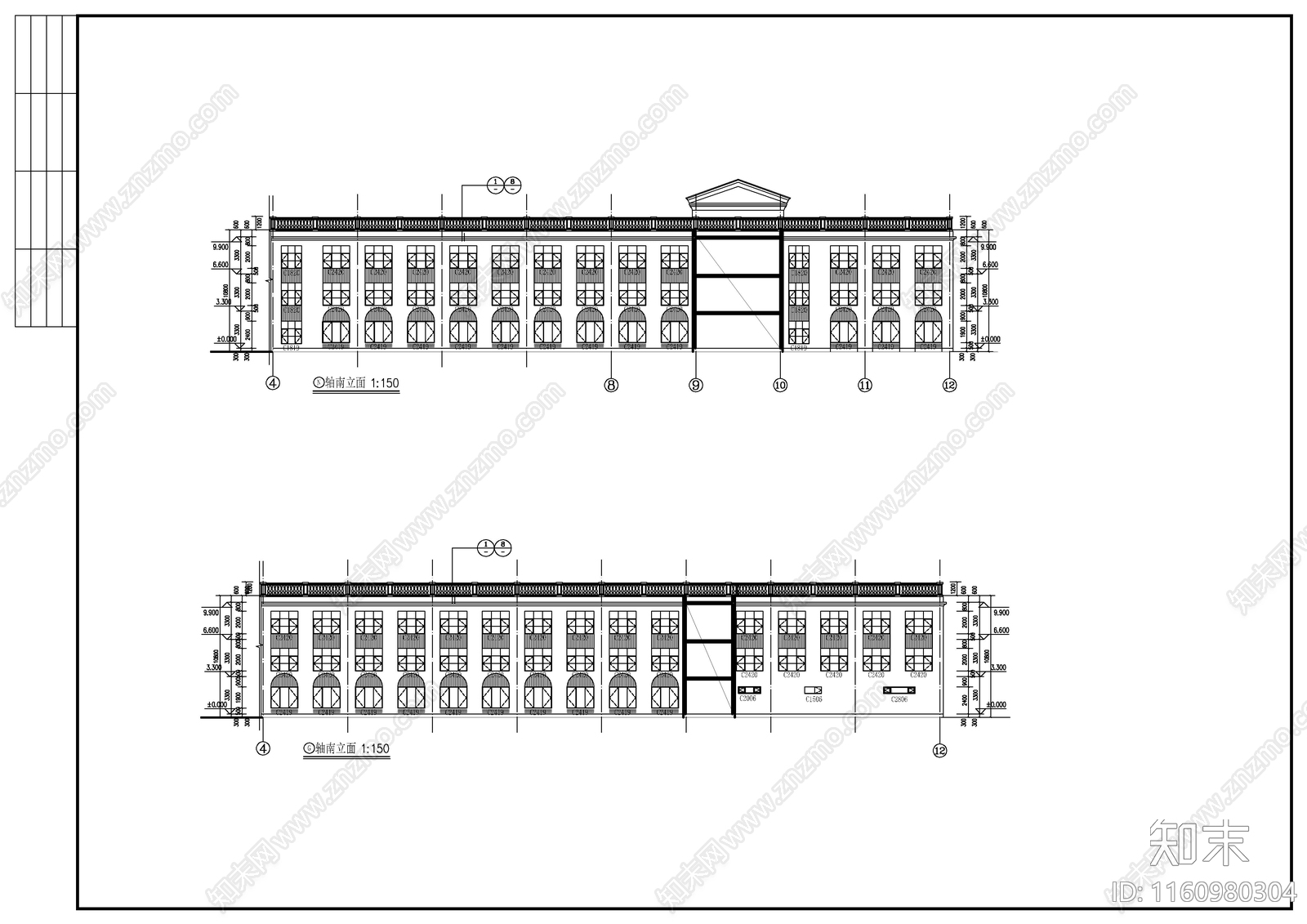 某三层敬老院建筑图cad施工图下载【ID:1160980304】