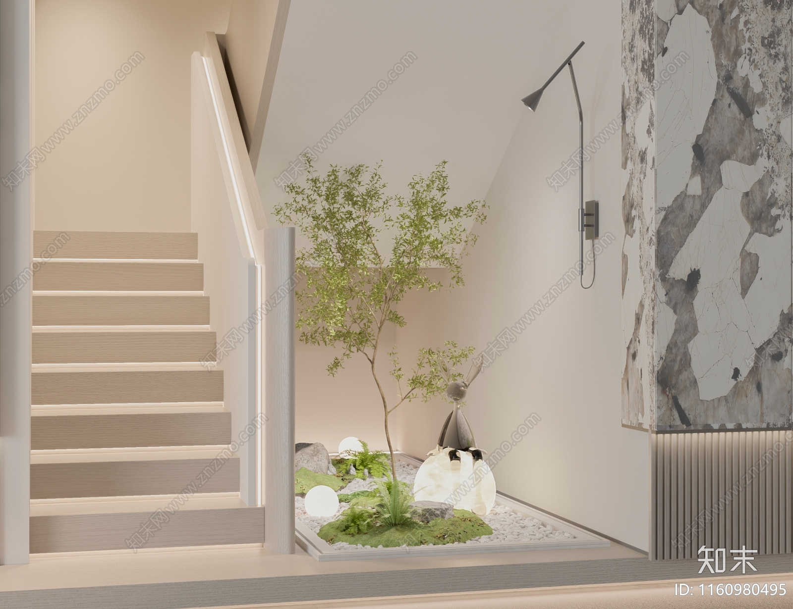 现代楼梯间3D模型下载【ID:1160980495】
