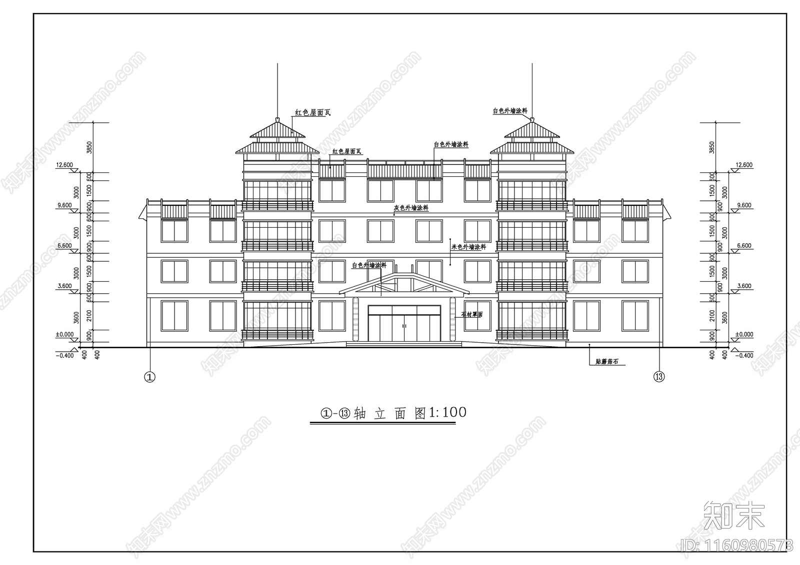 某三层养老院建cad施工图下载【ID:1160980573】