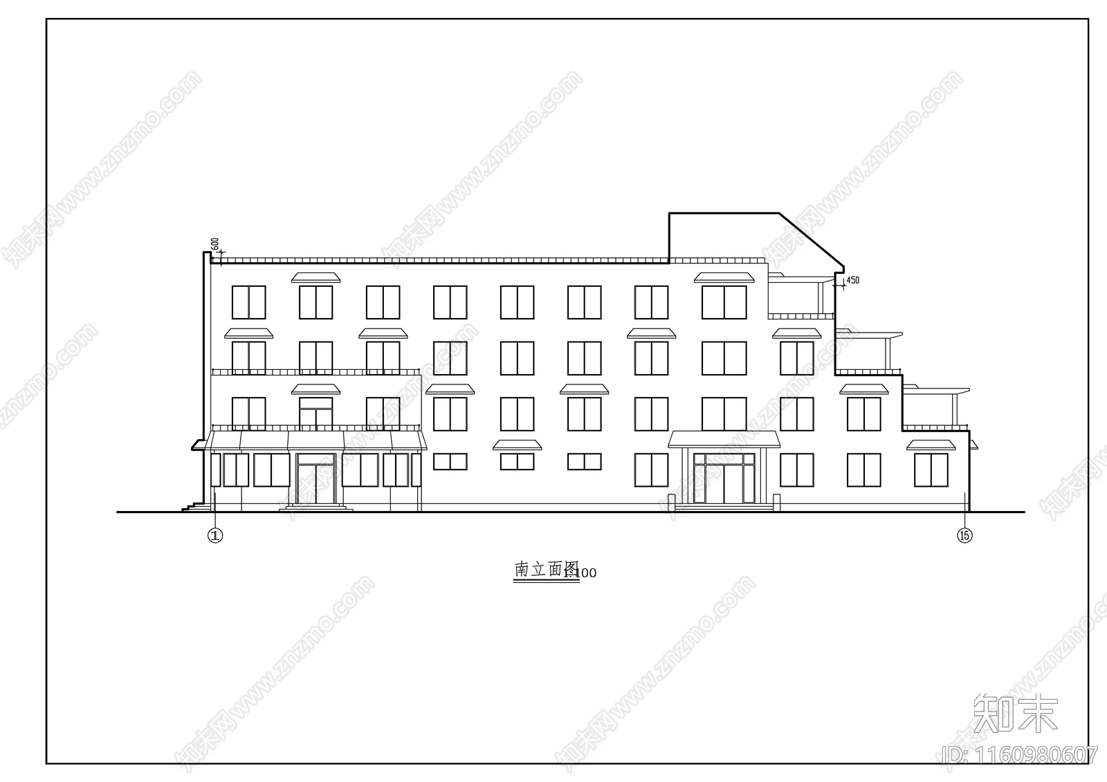 某市四层养老院建筑图cad施工图下载【ID:1160980607】