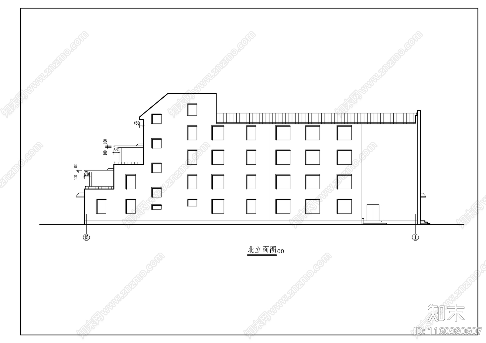 某市四层养老院建筑图cad施工图下载【ID:1160980607】