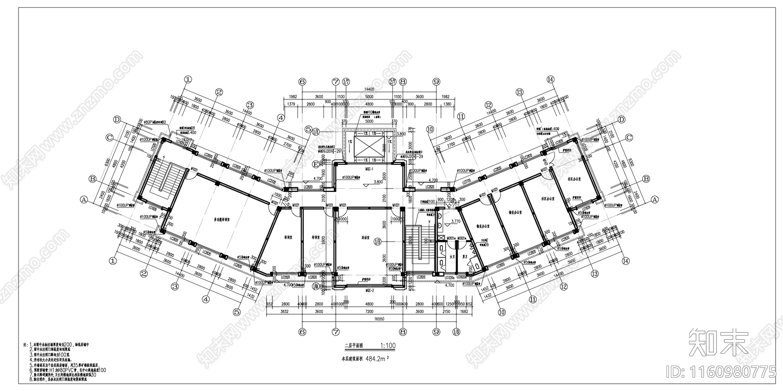 中式风格老年人活动中心建cad施工图下载【ID:1160980775】