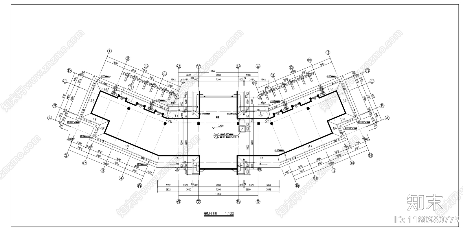 中式风格老年人活动中心建cad施工图下载【ID:1160980775】