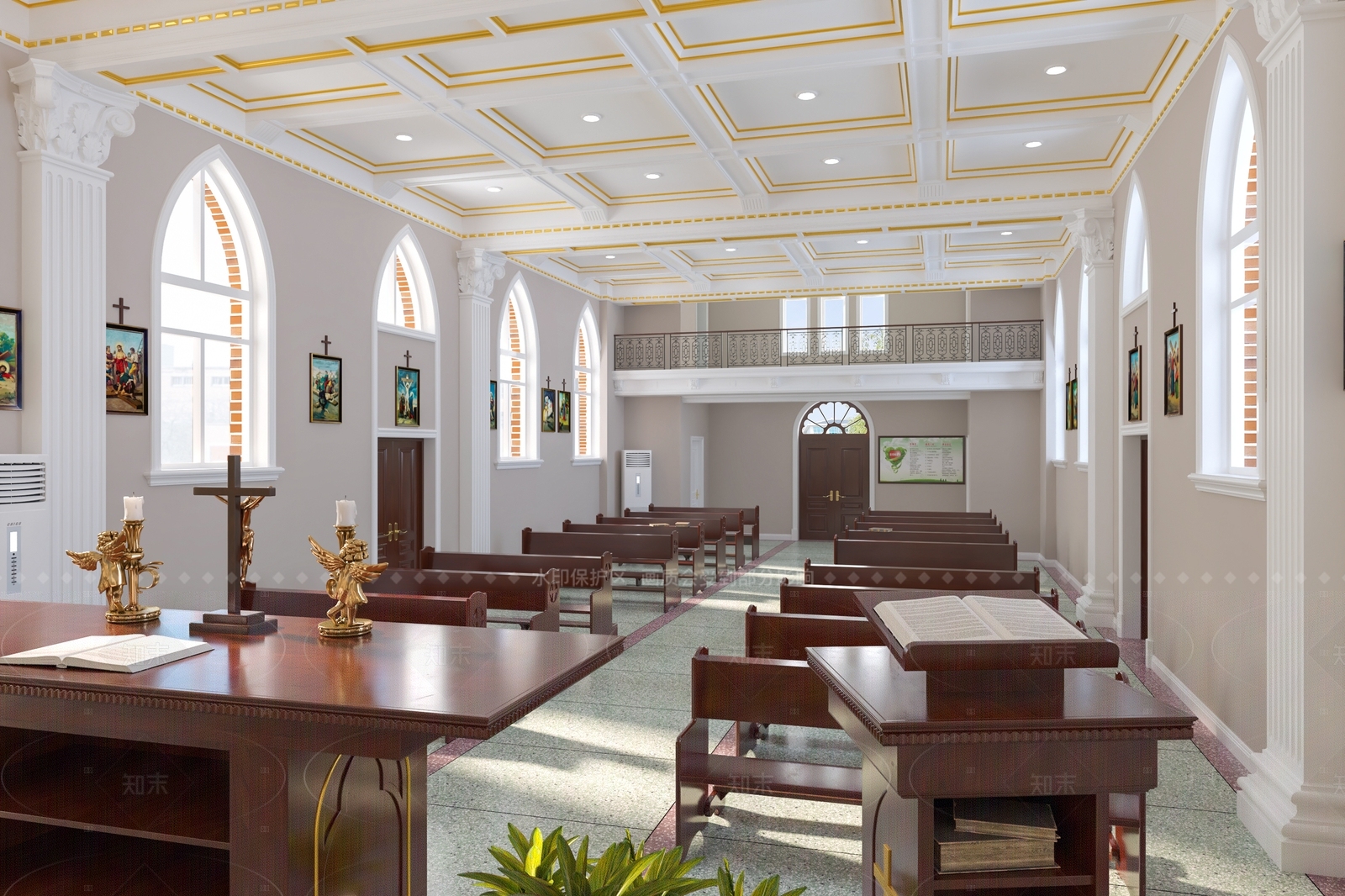 欧式古典教堂3D模型下载【ID:1160986595】