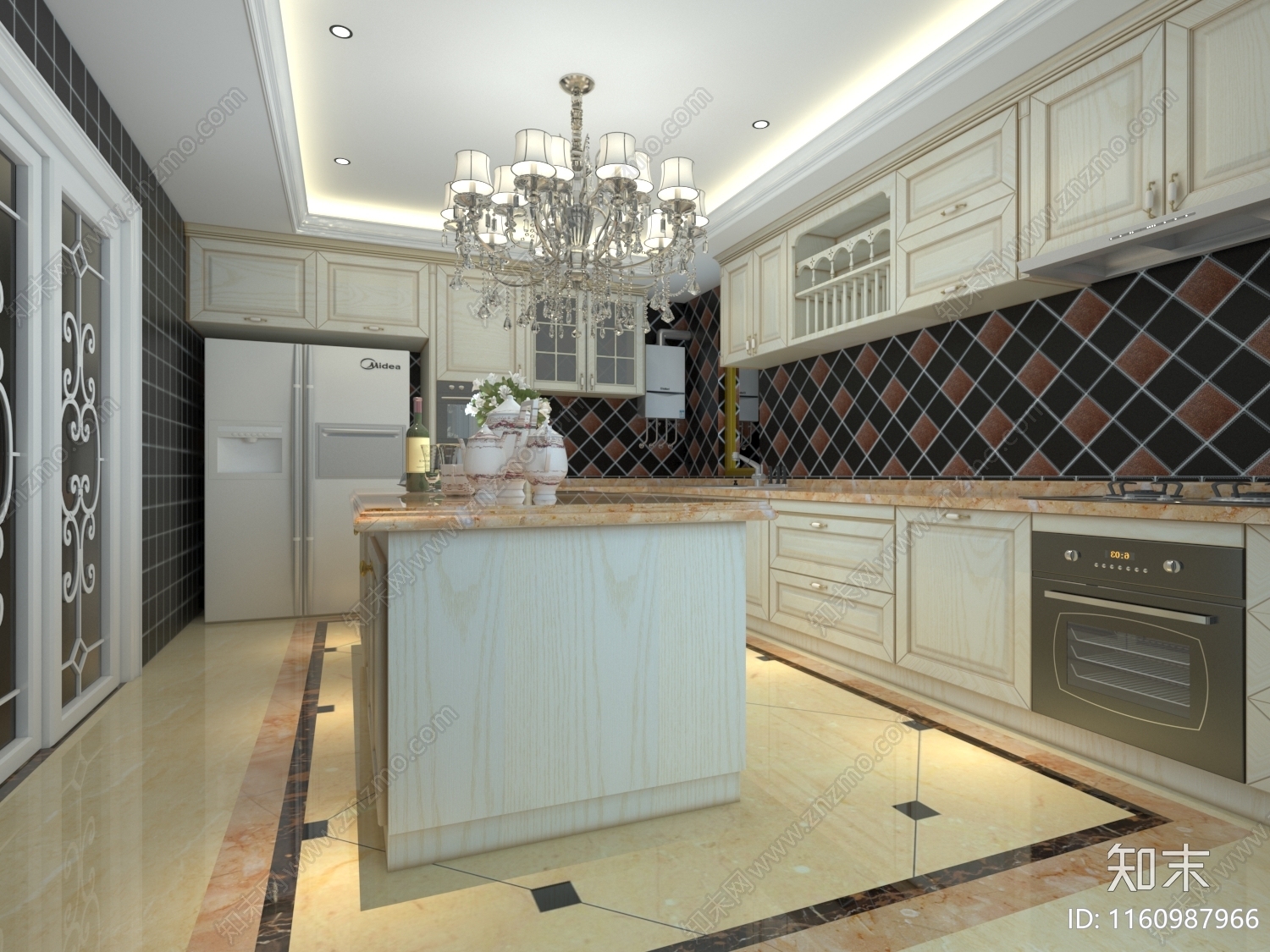 欧式古典田园风厨房3D模型下载【ID:1160987966】