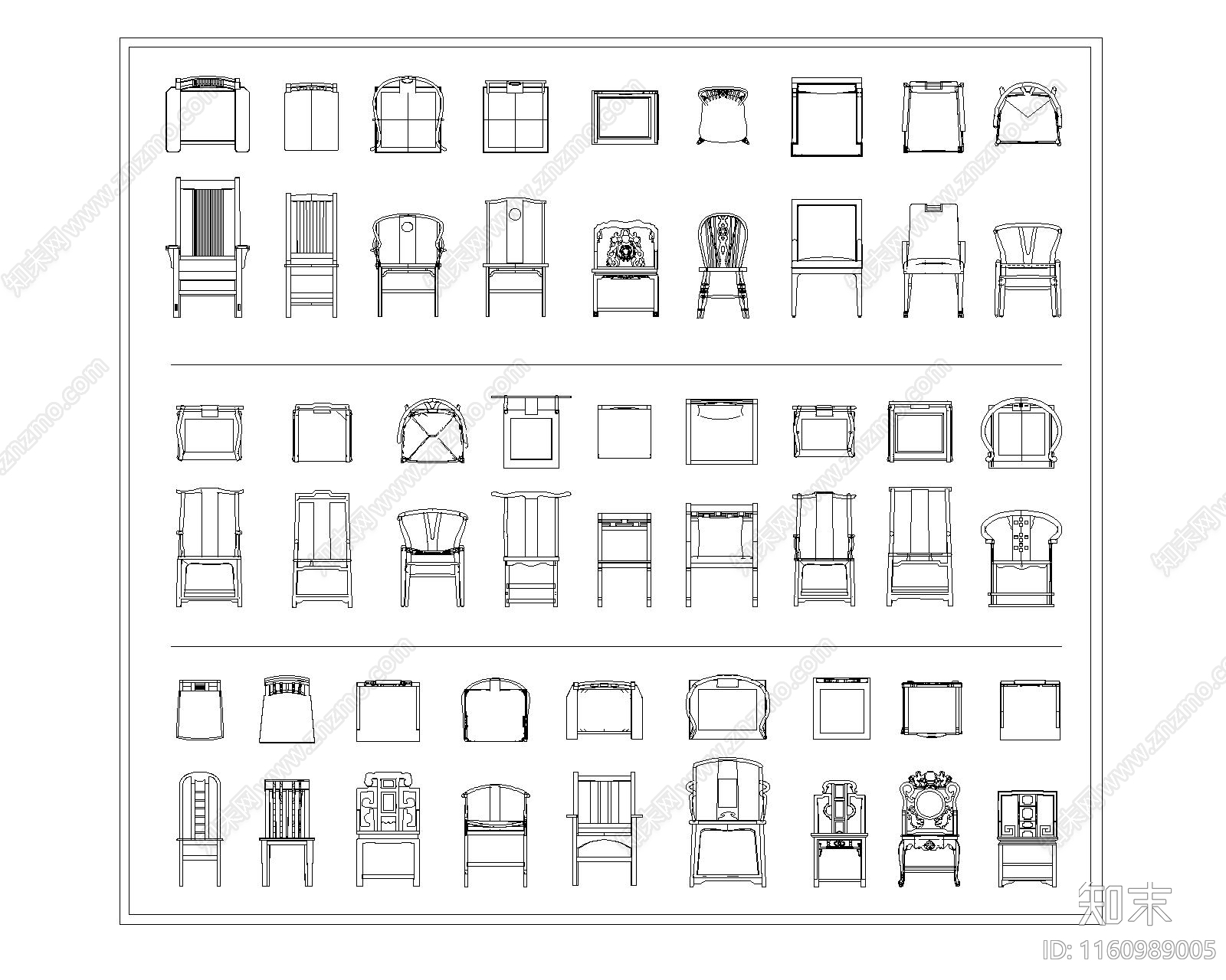 中式单椅施工图下载【ID:1160989005】