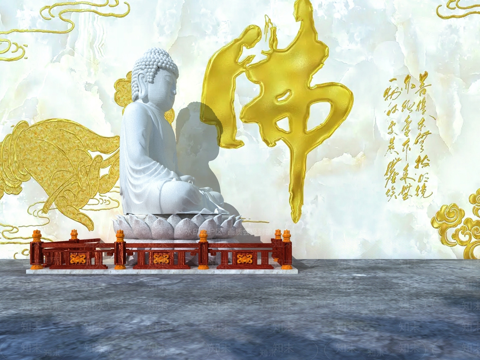 中式风格禅意佛像3D模型下载【ID:1160993085】