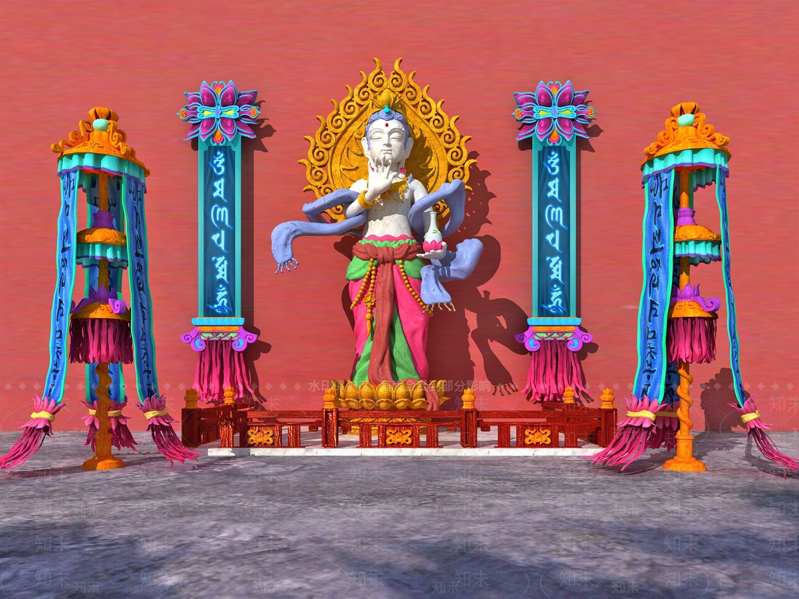 中式风格禅意佛像3D模型下载【ID:1160995203】