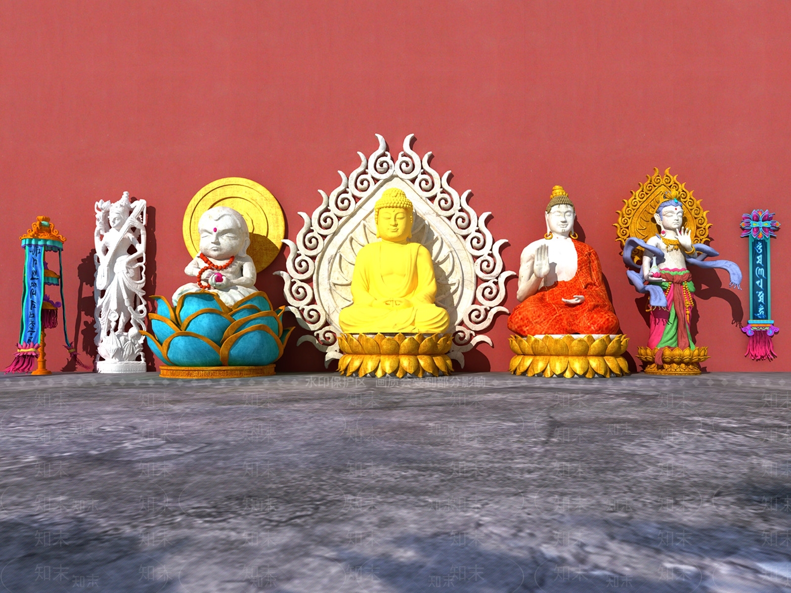 中式风格禅意佛像3D模型下载【ID:1160995955】