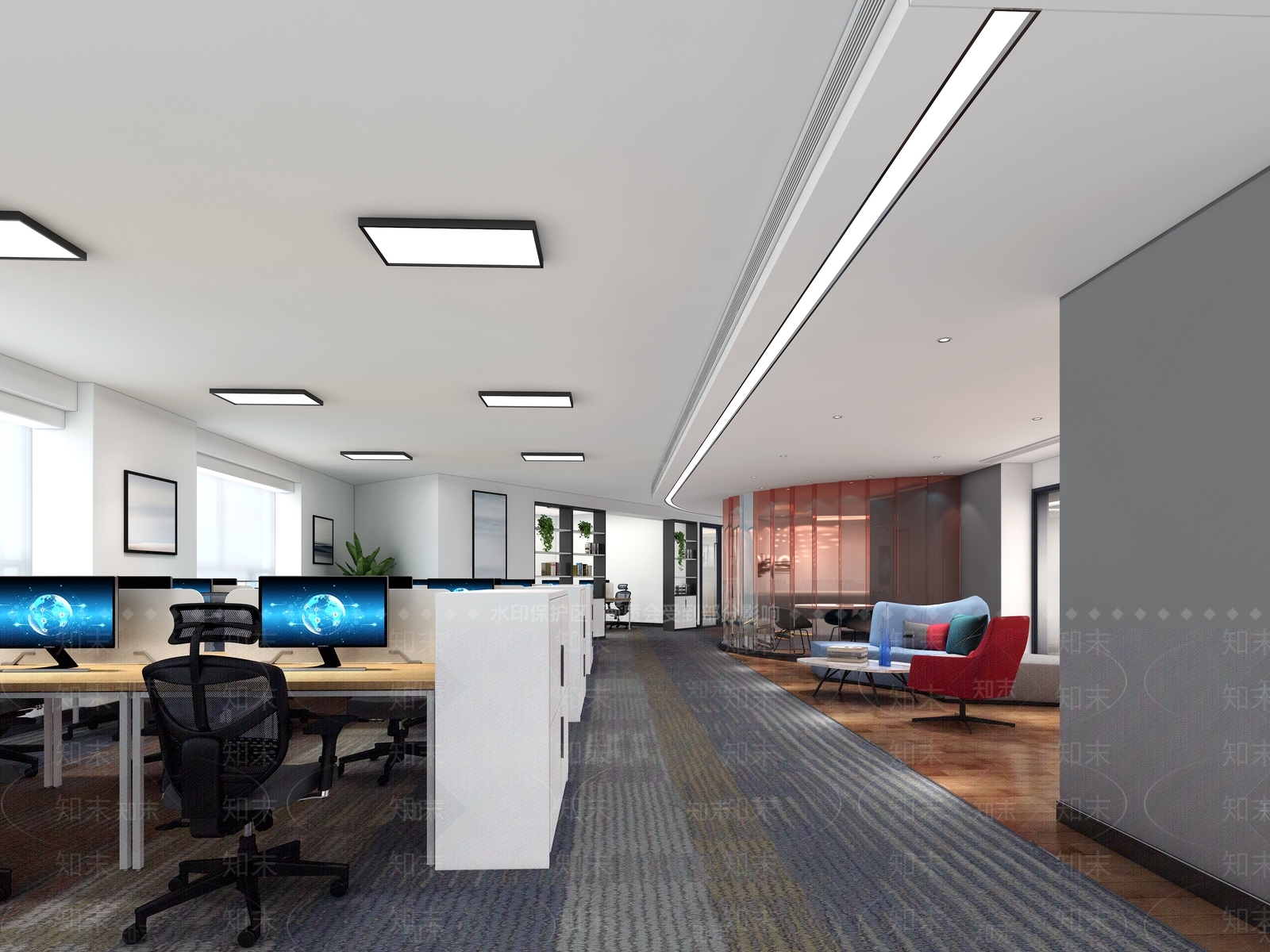现代开发办公区3D模型下载【ID:1160998672】