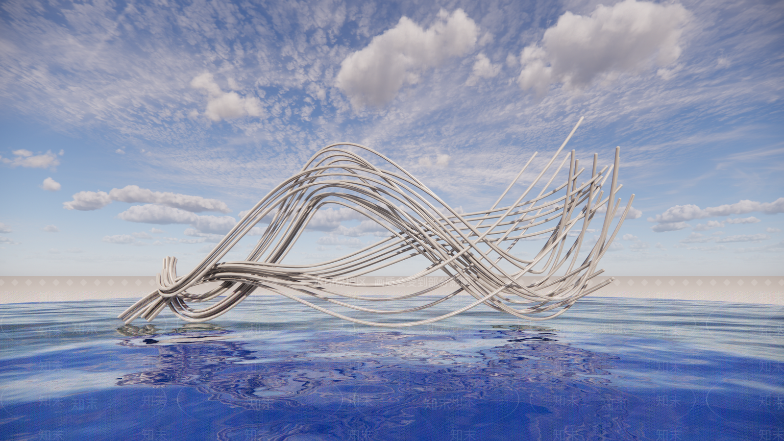 现代线性抽象异形雕塑SU模型下载【ID:1161004651】