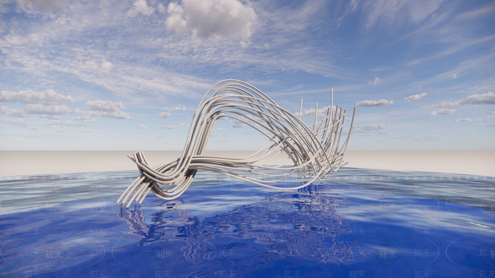 现代线性抽象异形雕塑SU模型下载【ID:1161004651】