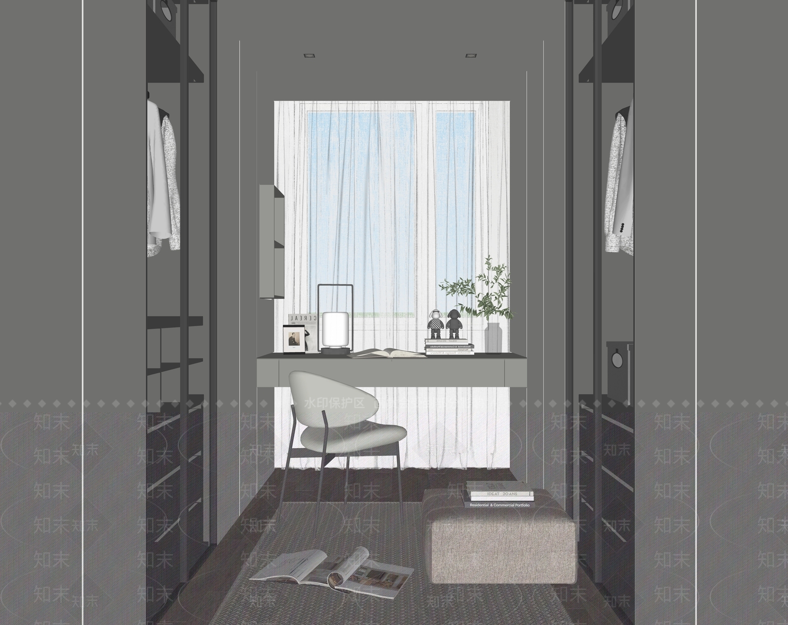 现代衣帽间SU模型下载【ID:1161007617】