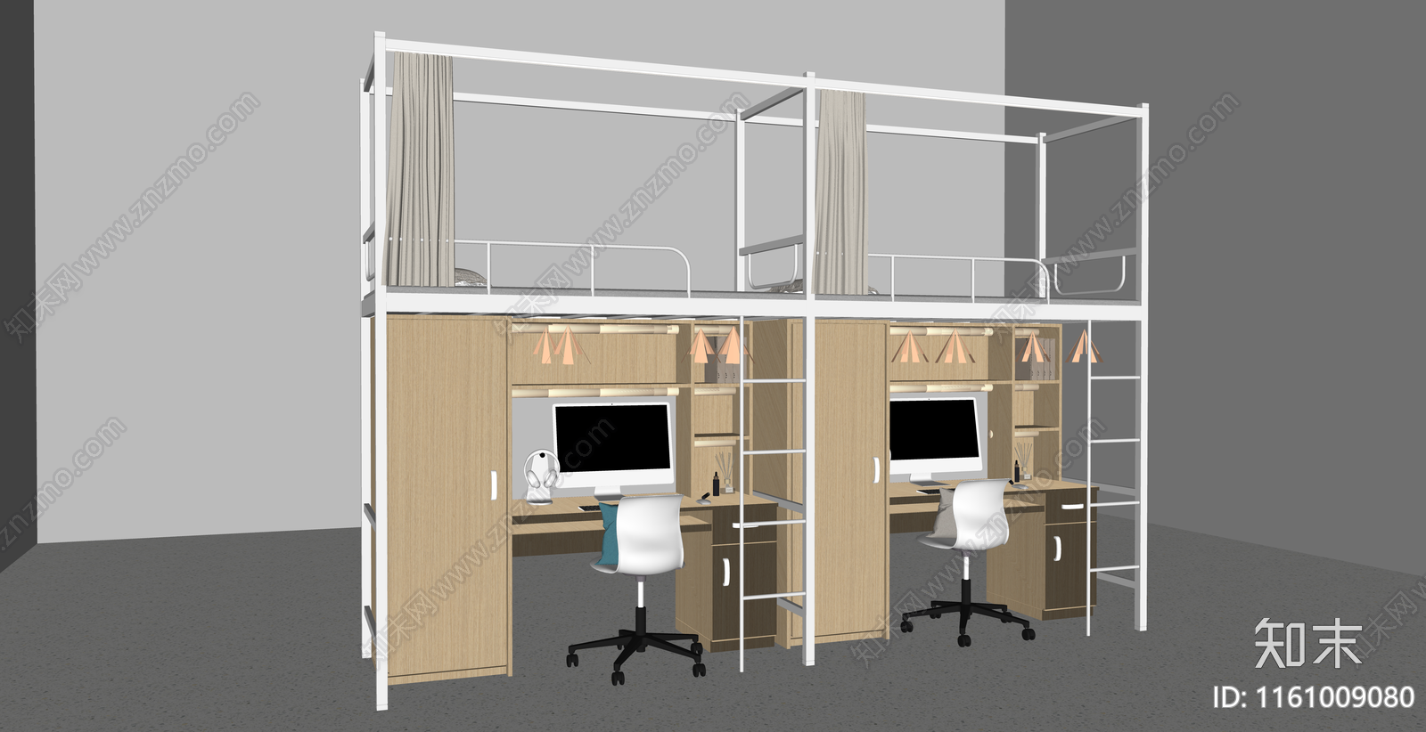 现代宿舍双层床SU模型下载【ID:1161009080】