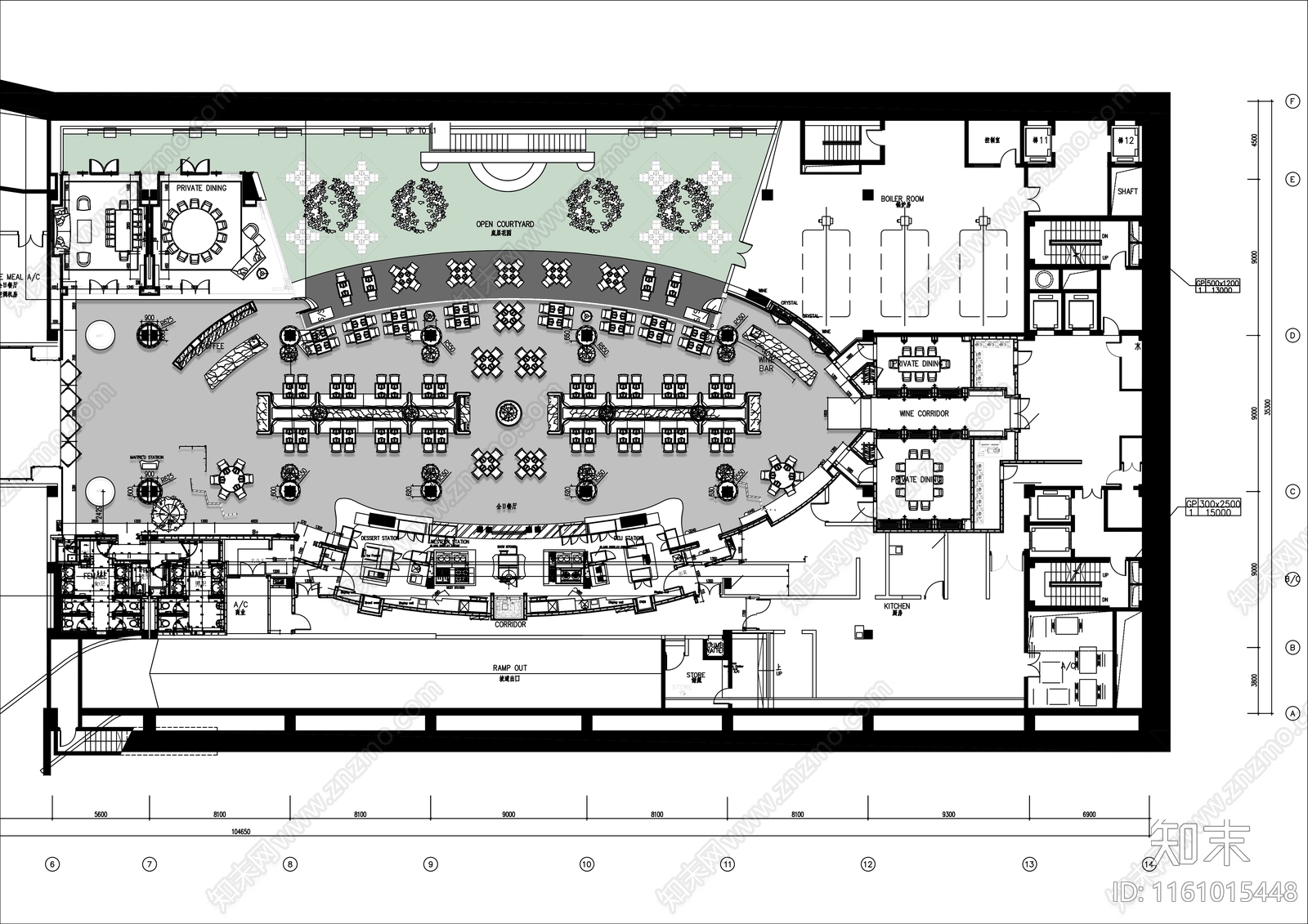 2000㎡露营餐厅全cad施工图下载【ID:1161015448】