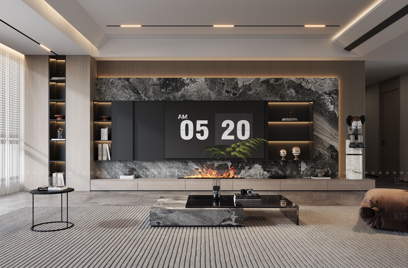 现代客厅电视背景3D模型下载【ID:1161019360】