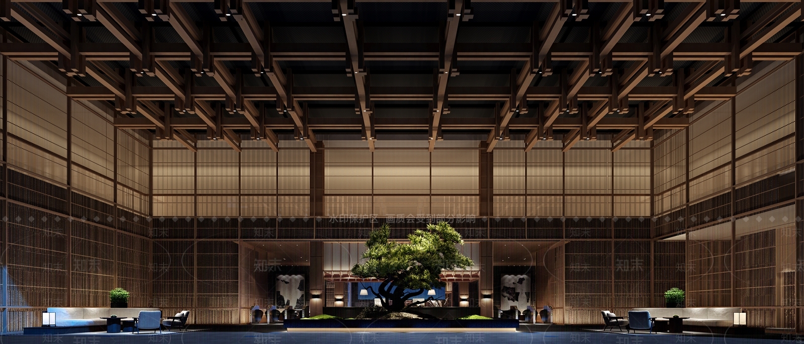 日式酒店大厅3D模型下载【ID:1161021552】