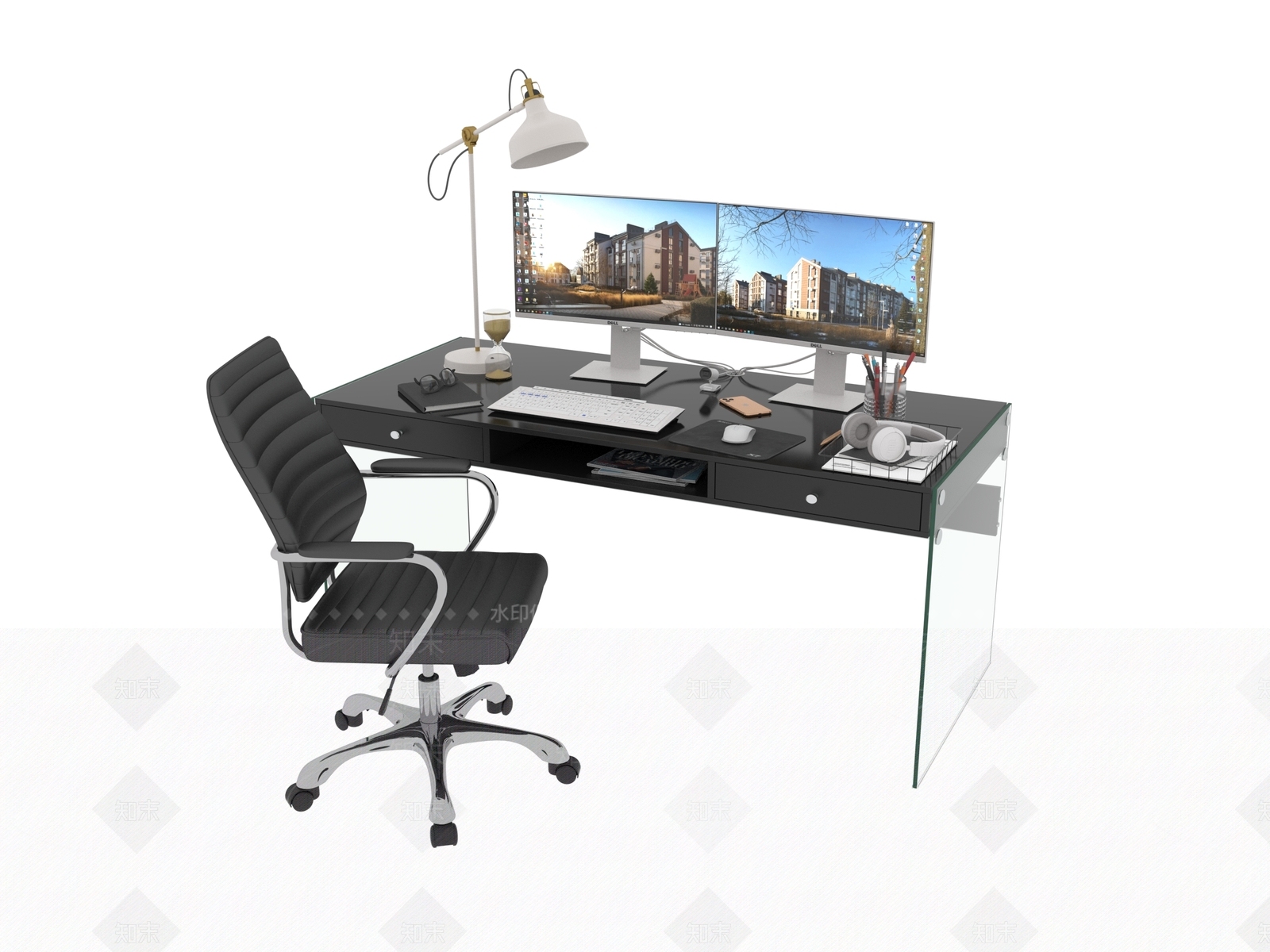 电脑桌3D模型下载【ID:1161022666】