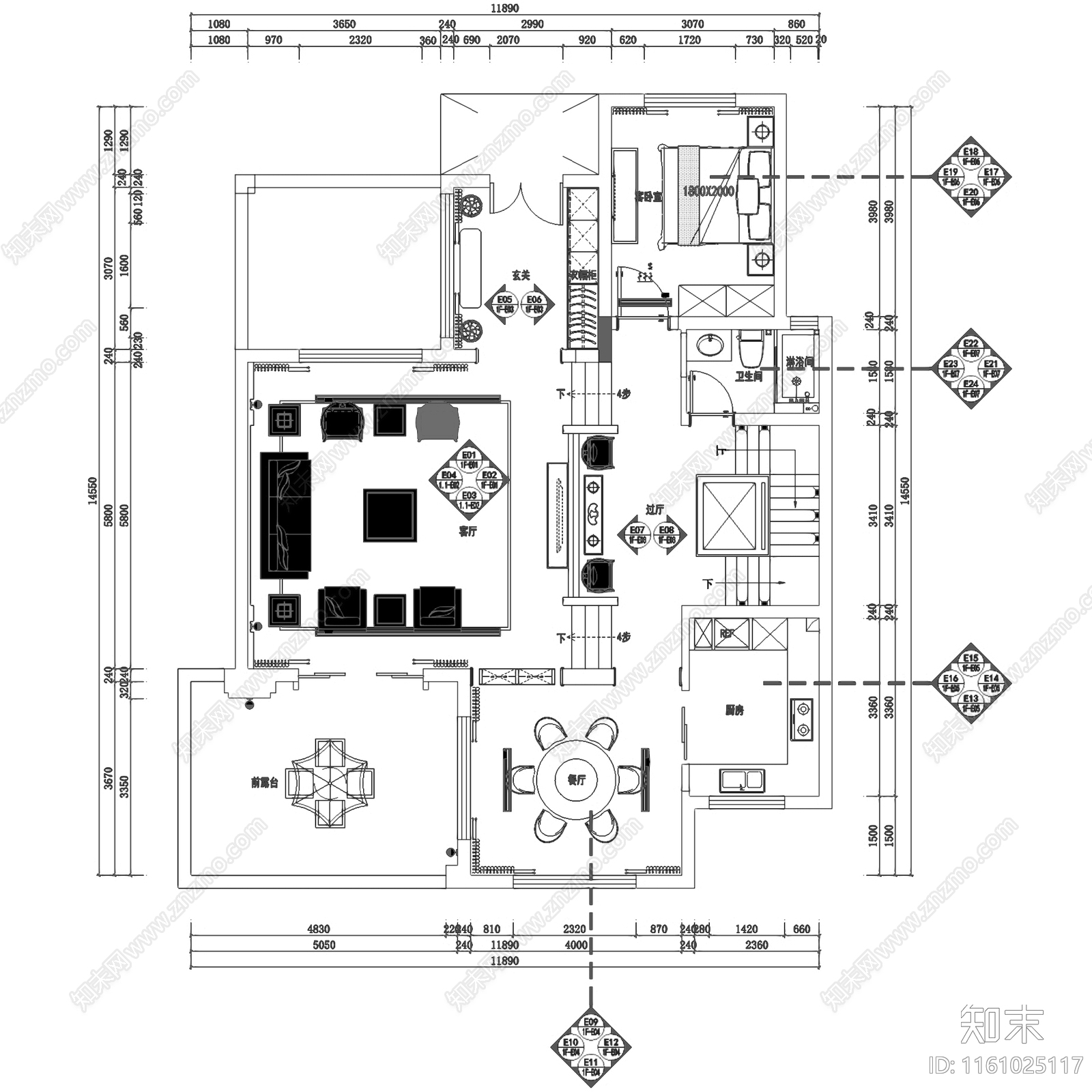 新中式三层别墅室内家装cad施工图下载【ID:1161025117】