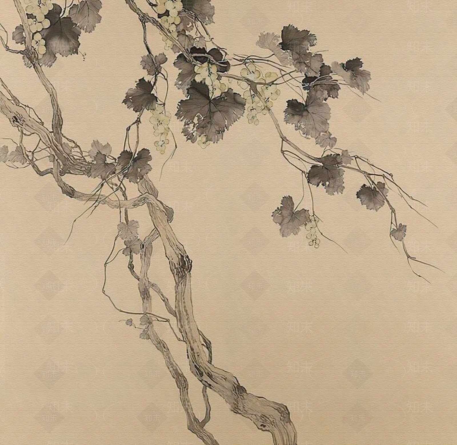 新中式葡萄架装饰画贴图下载【ID:1161027719】