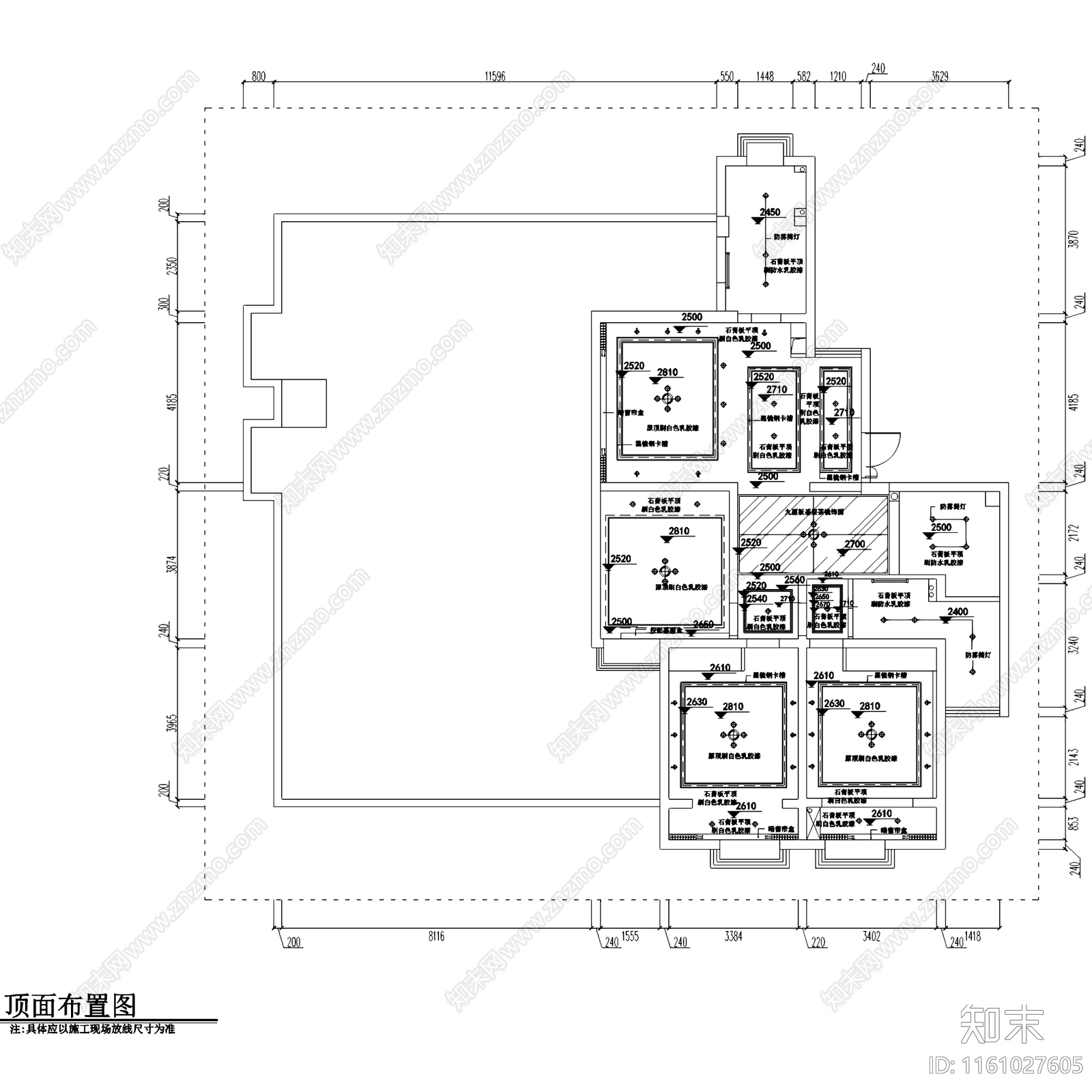 现代简约毫州三室两厅两卫屋顶层大平层室内家装cad施工图下载【ID:1161027605】