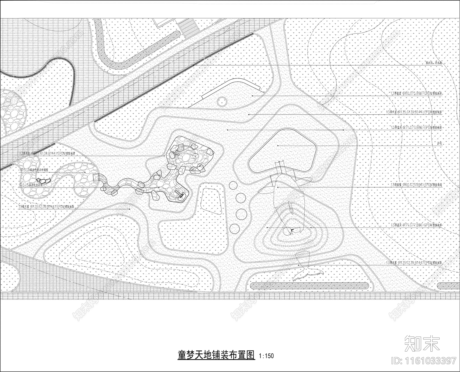 公园儿童活动场地节点详图施工图下载【ID:1161033397】