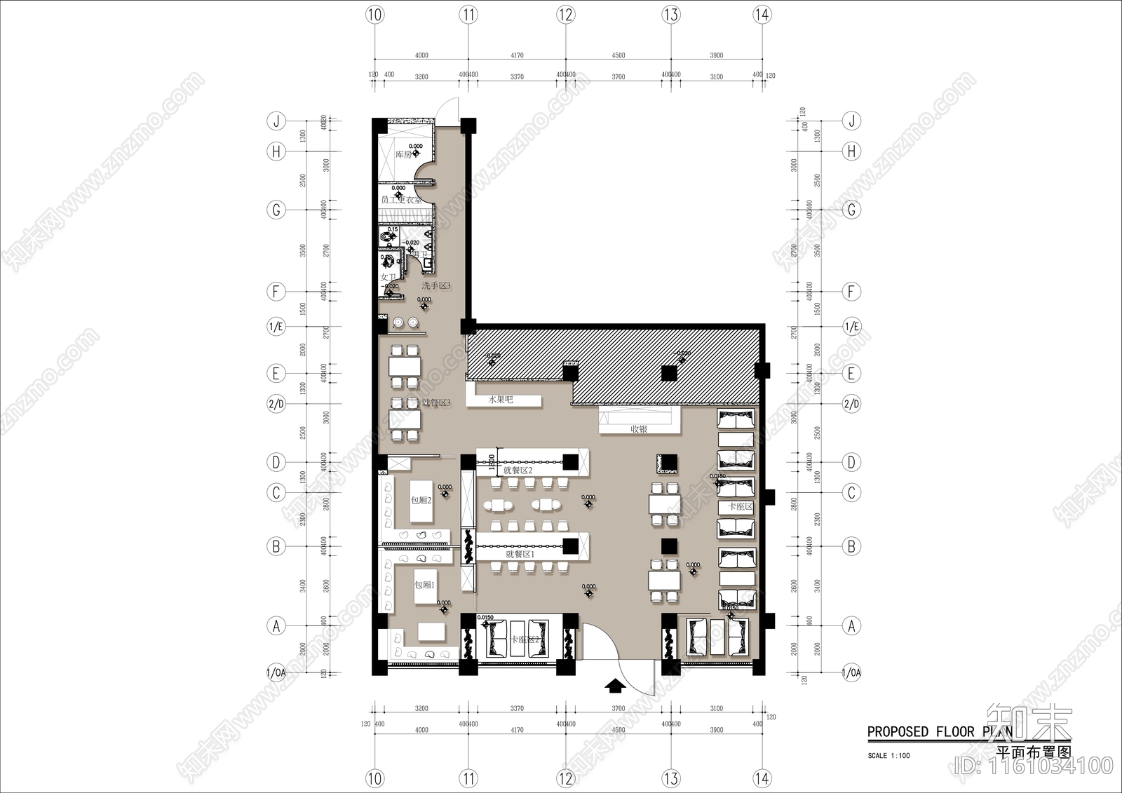 200㎡日式风格餐厅全cad施工图下载【ID:1161034100】