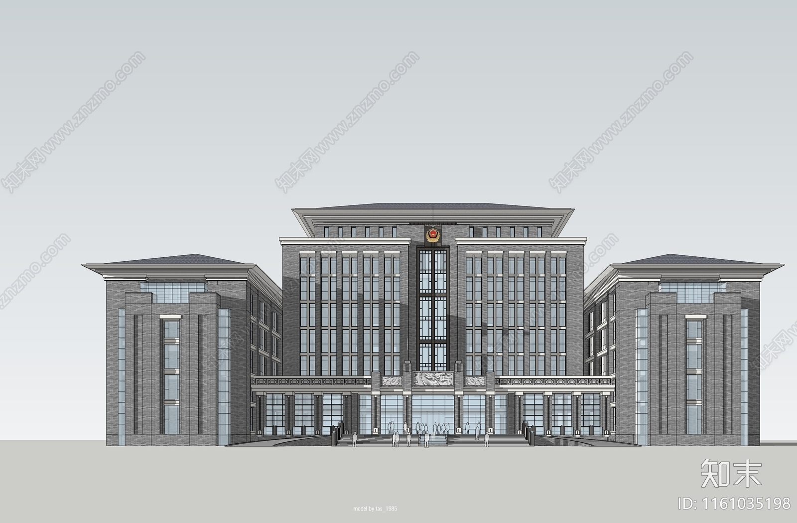 新中式政务办公楼SU模型下载【ID:1161035198】