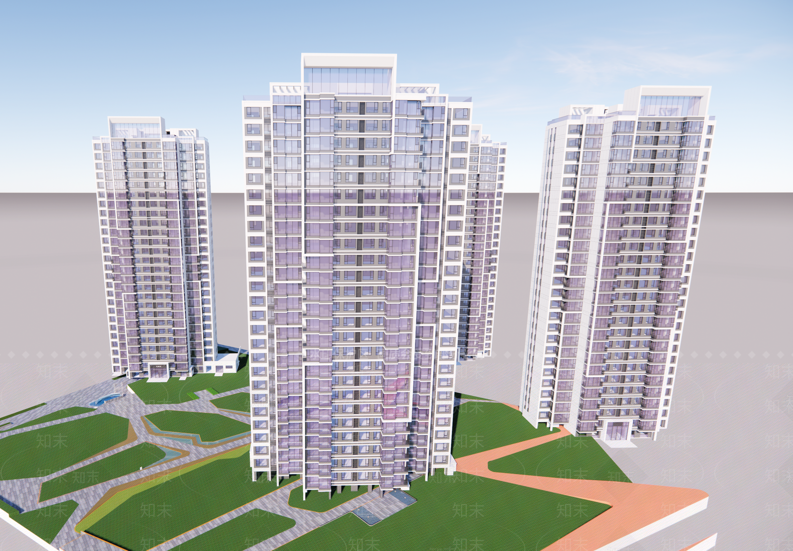 现代高层住宅SU模型下载【ID:1161035312】