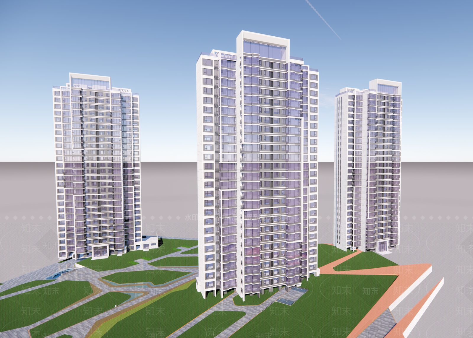现代高层住宅SU模型下载【ID:1161035312】