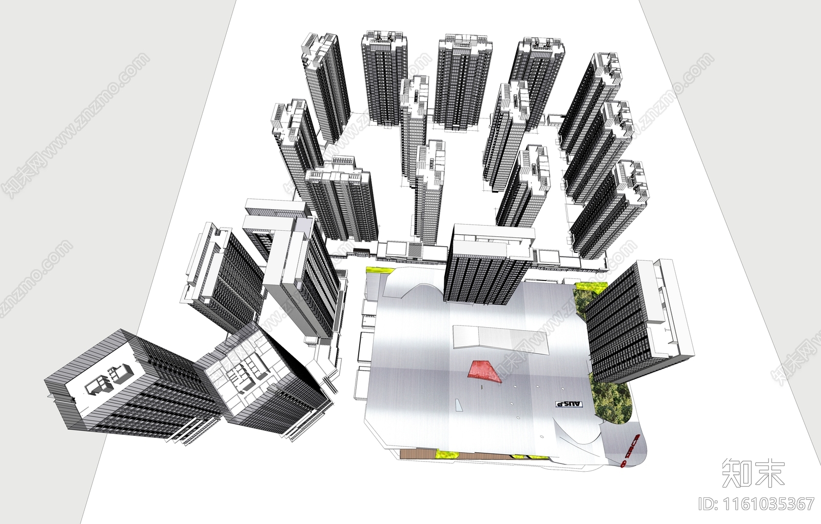 现代高层住宅SU模型下载【ID:1161035367】